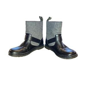 Dr. Martens Gayle Biker Boots with Houndstooth Black and White Tweed- EU 36 US 5